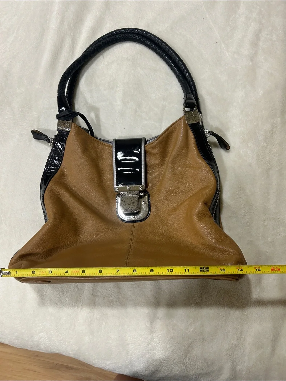 Brighton Fashionista City Block Dovima Zebra Leather Bag